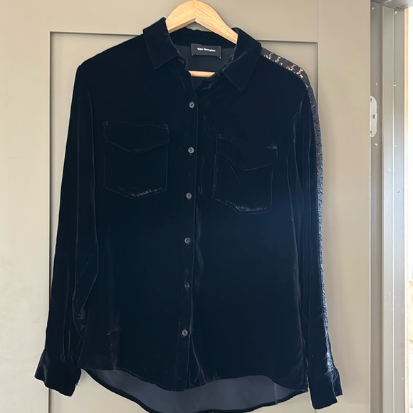 The Kooples Tops - Women’s Black velvet embroidered shirt